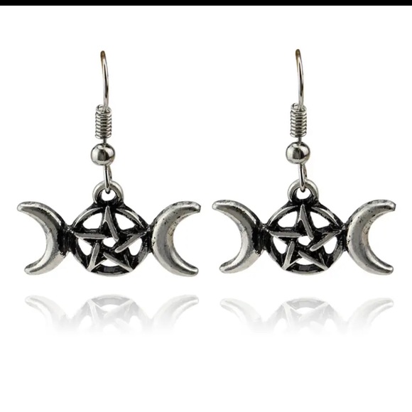 $3 TRIPLE MOON EARRINGS. NEW. STAINLESS STEEL. $3 IF BUNDLED - Picture 2 of 16